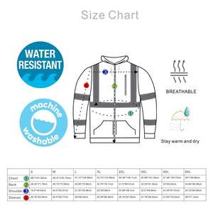 เสื้อฮู้ดแจ็คเก็ตทำงานฤดูหนาวแบบสะท้อนแสงมองเห็นได้ชัดเจน ระดับ 3 พร้อมโลโก้สั่งทำพิเศษ ผลิตจากโพลีเอสเตอร์ ปิดด้วยซิป เหมาะสำหรับงานฤดูหนาว - Product Image 6