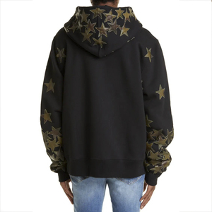 เสื้อฮู้ดปักลายดาวผ้าฝ้ายแบบสวมหัวมีฮู้ดเย็บติดไหล่เฮฟวี่เวทออกแบบได้ตามต้องการ - Product Image 3