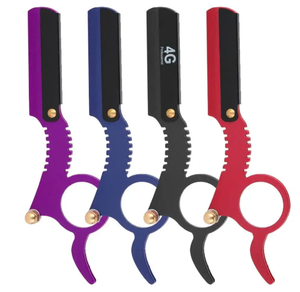 Rasoir de barbier à bord droit rasoir de barbier à domicile de voyage classique avec mécanisme de remplacement de lames faciles rasage de barbe pour hommes - Product Image 1