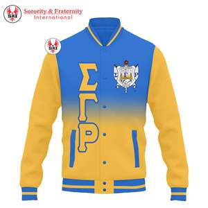 Sigma Gamma Rho Sorority Varsity Jacket personnalisé bleu et or Letterman pour les femmes brodées personnalisées sur commande - Product Image 5
