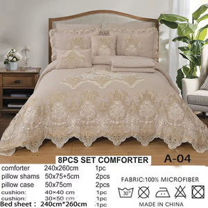 Set <span class=keywords><strong>Copripiumino</strong></span> Ricamato, Lussuoso Copriletto Bianco e Grigio con Ricami Barocchi, 100% Microfibra, Set Completo per Letto - Product Image 3