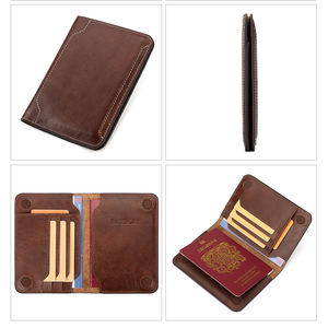 Portefeuille de voyage en cuir véritable de haute qualité avec fermeture éclair, porte-cartes et autocollant Visa pour passeports - Product Image 5