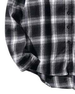 Chemise à carreaux noire et blanche pour homme, en coton et polyester, manches longues, boutonnée, décontractée, en flanelle douce, coupe ample - Product Image 5