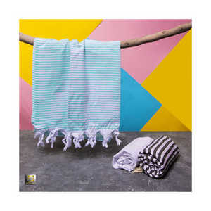 Serviettes de plage turques en coton biologique Ayseliza DENIZ 67, texture douce, motifs rayés durables, écologiques, pour toutes les saisons. - Product Image 5