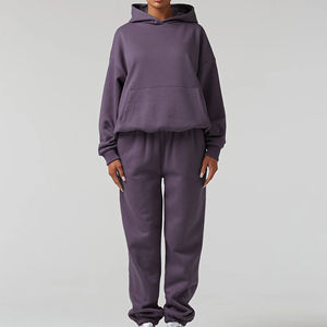 Chándal de mujer, chándal informal liso, chándal de mujer con logotipo de gran tamaño, chándal de dos piezas para mujer - Product Image 1