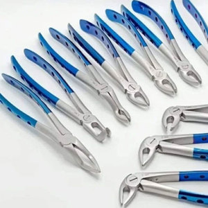 Juego de 10 fórceps de extracción dental, kit de acero inoxidable alemán con revestimiento azul, kit de cirugía alemana, odontología quirúrgica - Product Image 3