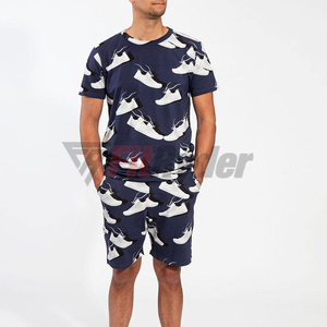 2024 logotipo personalizado verano 2 piezas hombres conjunto corto transpirable Jogger algodón hombres camisetas y pantalones cortos conjunto al por mayor tarifa OEM - Product Image 3