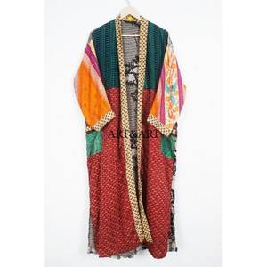 Vintage Silk Kimono Daily Night Wear Indian Sari Gift Her Sleepwear Bridesmaids Robes Beach Cover Summer Breathable Soft - Product Image 4