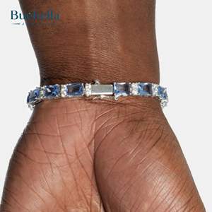 Joyería fina de Hip Hop, 6mm, Plata de Ley 925, chapado en oro blanco de 14K, pulsera de tenis radiante verde con diamantes VVS Moissanite - Product Image 3