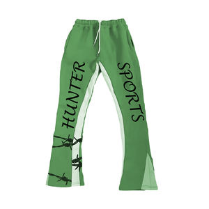 Nouveau Logo personnalisé imprimé bouffant pantalons de survêtement évasé 100% coton pantalons de survêtement pantalons de survêtement évasés hommes polaire survêtement couleur contrastée - Product Image 2