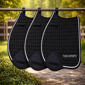 Manta de Silla de Montar Ecuestre Acolchada Cuadrada Negra de Lujo, Premium, Transpirable, Absorbente de Impactos, Personalizable, para Exportación - Product Image 2