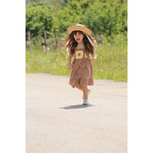 Vestito-cammello dettagliato in maglia di cotone intrecciato con cinturino Ciciler del mio piccolo