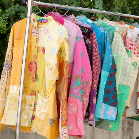 Handmade Bohemian Cotton Patchwork Jacket for Women Short Sari Kantha Coat with Horn Button Closure Casual Outerwear by BHAWANA HANDICRAFTS