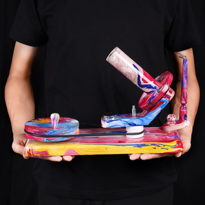 Handmade Vibrant Marbled Yarn Winder Swift Set Pink Red Blue Resin Skein Holder Ball Winder Luxury <b>Gift</b> <b>for</b> <b>Knitters</b> - Product Image 2