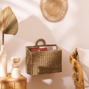 Office decor accessories raffia newspaper holder seagrass brochure magazine basket container set - Product Image 6
