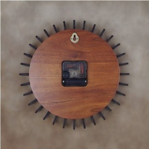 Reloj de Pared de Madera de Acacia Hecho a Mano, Redondo, Analógico, de Cuarzo, Silencioso, Sin Tictac, Diseño Moderno de Mediados de Siglo, Tronco de Árbol Natural - Product Image 2