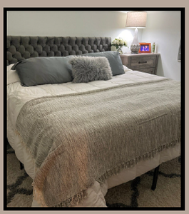 Natural Cream Speckled 100 Percent Cotton <b>Lightweight</b> Soft Breathable Bed Cover Pike <b>Bedspread</b> 200x240 cm 79x95 inches - Product Image 5