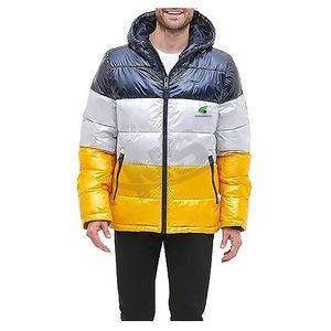 2025 nueva llegada logotipo personalizado con capucha lona hombres chaqueta acolchada impermeable transpirable moda burbuja brillante al aire libre invierno - Product Image 4