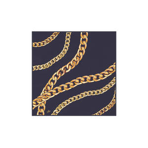 Navy Blue Polyester Twill <b>Square</b> <b>Scarf</b> with Chain Pattern - Product Image 1
