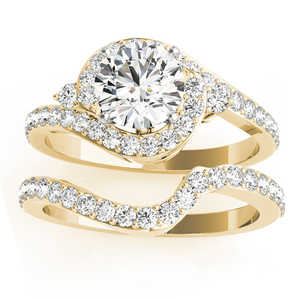 18K Yellow Gold <b>Fine</b> <b>Jewelry</b> <b>Set</b> Diamond Halo Swirl Bridal with 0.77ct - Product Image 1
