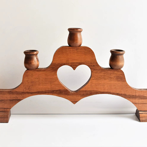 เชิงเทียนไม้หกคอลัมน์เหมาะสำหรับตกแต่งบ้านโต๊ะกลางและโคมไฟเทศกาลทำด้วยมือจากอินเดีย - Product Image 1