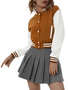 Nueva llegada Mujeres Varsity Chaquetas Abrigo de béisbol Moda Streetwear Bordado personalizado Logo Ropa exterior Chaqueta universitaria recortada - Product Image 3