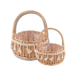 Cesta de flores tejida de ratán hecha a mano, cesta de campo VINTAGE, cesta de Picnic de regalo de huevo de Pascua duradera con asa - Product Image 1