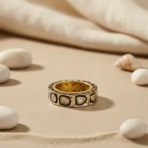 Bague géométrique en cluster pour femme, plaquée or et rhodium, avec diamants taillés, bijoux fins, cadeau en platine-PT950 - Product Image 2