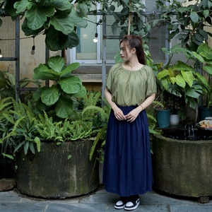 Blusas elegantes para mujer con tela de rayón tejida de manga corta-50% seda y 50% Lino estampado de moda y estilos a cuadros decoración de logotipo - Product Image 4