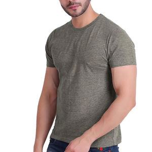 Camisetas de verano de manga corta con cuello redondo para hombre, de algodón 100% tela de estambre, ropa informal transpirable personalizable - Product Image 1