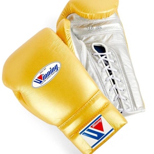 Gants de boxe haute performance pour hommes, à lacets, en cuir de vachette extensible, 12 mm, pour l'entraînement, couleurs claires - Product Image 1