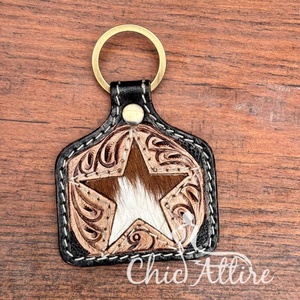 Porte-clés en cuir véritable repoussé à la main Porte-clés en cuir de vachette Porte-clés de créateur Porte-clés Offre Spéciale élégant - Product Image 1