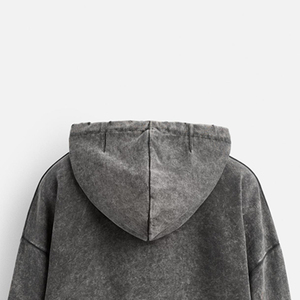 Street Style Custom Oversized Men Acid Wash Zip Up Hoodies Cantidad a granel Winter Men Zipper Hoodies en LOW MOQ - Product Image 4