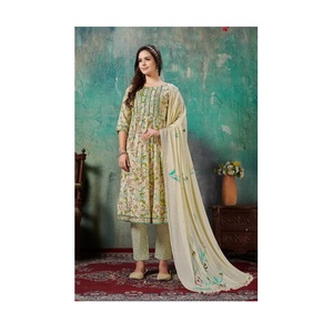 Soie de Viscose imprimée de qualité supérieure avec intérieur en crêpe et broderie lourde, fonctionne avec le motif Nyra femmes Kurti - Product Image 1