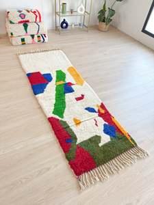 Tapis de couloir en laine berbère marocaine multicolore, lavable à la main en toutes saisons, design personnalisé, tapis de zone nouvelle arrivée - Product Image 2