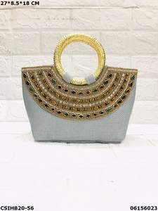 Radiant Reverie Craftstages International Handcrafted Stone Beaded Jute Clutch <b>Bag</b> Stylish Bridal Purse <b>for</b> <b>Weddings</b> Evening - Product Image 5