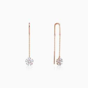 Boucles d'oreilles pendantes en argent 925 plaqué or rose, motif floral Sui Dhaga, accessoire de mode - Product Image 4