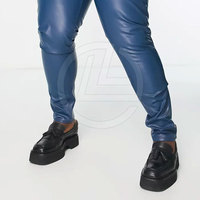 Pantalon en cuir décontracté pour homme, taille mi-haute, léger, respirant, coupe droite, avec braguette boutonnée