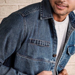 Veste en jean enduite pour homme-Veste à capuche en coton 100% style vintage à col montant pour automne, tenue décontractée et activités de plein air - Product Image 6