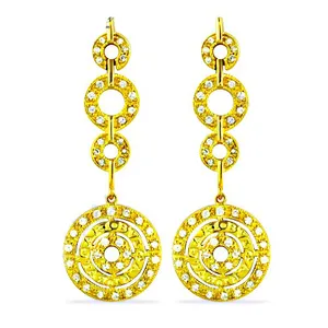 Luxury <b>Diamond</b> Dangle Earrings with Gold Plating Vintage Pendant Drop Design for Wedding or Party Quartz and Pearl Set - Product Image 3