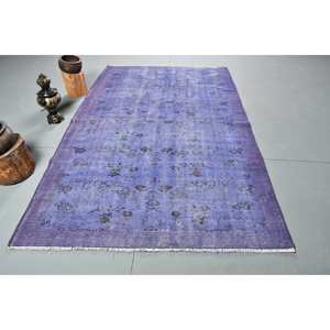 พรมตุรกีโบราณขนาด5.6x9.2ฟุตผ้าขนแกะสีม่วงถักทอในห้องนั่งเล่นพรมยางรองสำหรับวัยรุ่นสี่เหลี่ยมผืนผ้าโถงทางเดิน - Product Image 1