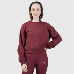 Sudadera Maroon Bopper con cuello de media cremallera, top de punto de seda oversize transpirable y corto para la temporada de otoño - Product Image 1