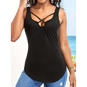 Blusa de viscosa con tiras y detalle cruzado en la parte delantera para mujer, 33405 - Product Image 6
