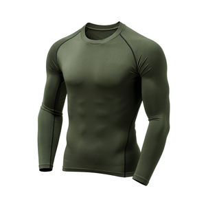 เสื้อรัดกล้ามเนื้อแขนยาวผ้าไนลอนสแปนเด็กซ์แห้งเร็วเสื้อรัดรูปพิมพ์โลโก้ฟิตเนส - Product Image 2