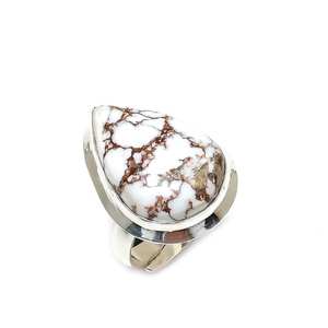 Anillo de Piedra Preciosa de Jaspe Caballo Salvaje, Plata de Ley 925 con Rodio, Hecho a Mano, Forma de Pera, Estilo Vintage, Todas las Tallas Disponibles, Regalo para Mujer - Product Image 1