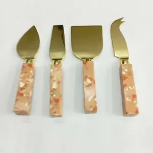 Juego de cuchillos de queso y rebanador de mantequilla de diseño antiguo, cubiertos de Cabeza de Acero inoxidable para restaurantes y uso de comedor, mango de latón - Product Image 5