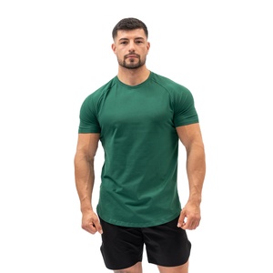 Performance Workout T-Shirt <b>Men</b> 100% Cotton 210gsm Slim Fit Short Sleeve O-Neck Lightweight <b>Stretch</b> Quick Dry Breathable Silk - Product Image 1