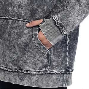 Sweats à capuche unisexes personnalisés délavés à l'acide, vente en gros, poids lourd, vintage, en molleton français, fermeture éclair, effet usé, grande taille, saison hivernale, OEM - Product Image 4