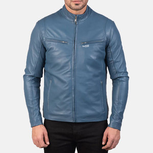 Solid Color Custom Made <b>Men</b> <b>Leather</b> <b>Jackets</b> with Multi Pockets Stand Collar Front Logo High Street Style Breathable Quick Dry - Product Image 6
