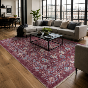 Netline Home Distinct Octagons Deep Red Heritage Washable <b>Rug</b> - Product Image 3